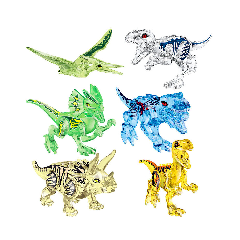 6PCS Jurassic Crystal Dinosaur Building Blocks Assembled Puzzle Toy Creative Ornament