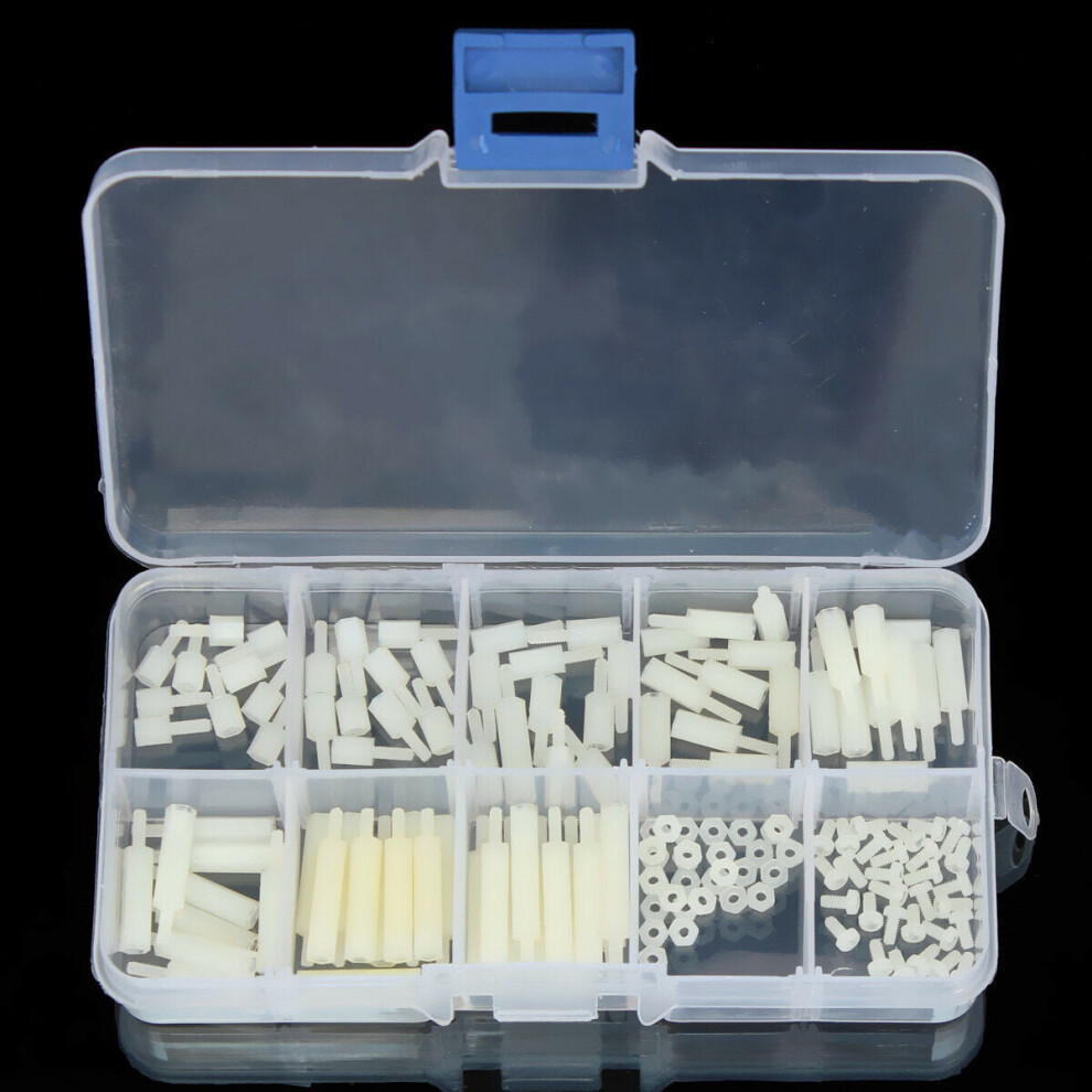 M2 Nylon Screw White Hex Screw Nut Nylon PCB Standoff Assortment Kit 140Pcs