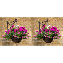 2 x 14 inch Hanging Baskets Natural Woven Willow With Liner and Chain