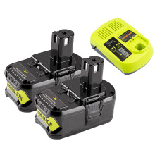 (2xBattery& 1xCharger) 6.0Ah Replacement for Ryobi 18V Lithium Battery for Ryobi 18V P104 with Replacement P117 for Ryobi Charger for Ryobi 18v Batteries
