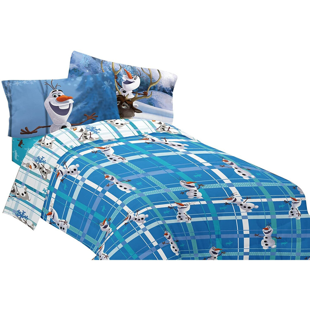 Disney Frozen Olaf Build A Snowman 72" X 86" Microfiber Comforter, Blue