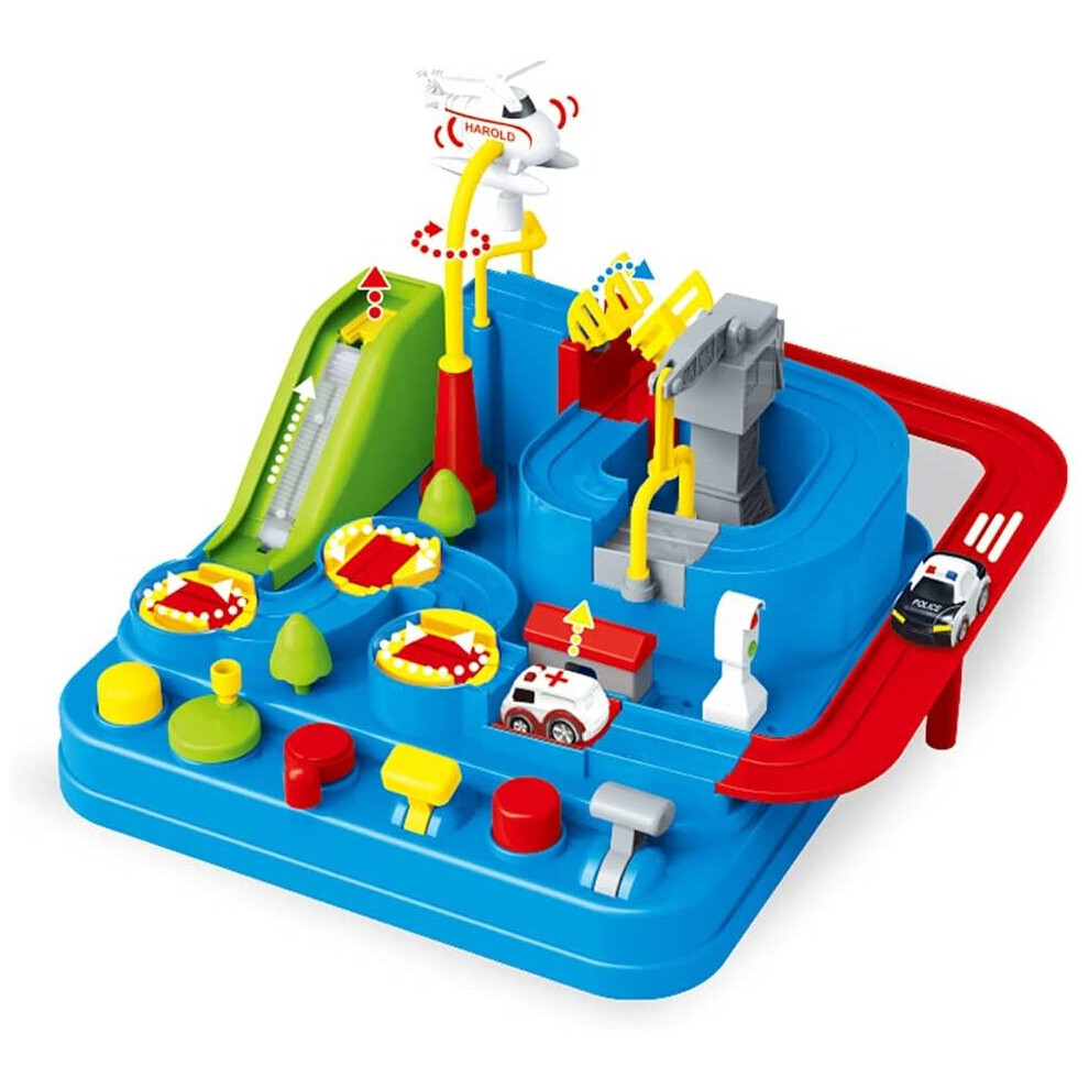 Car Adventure Toys Rail Race Tracks Game Children Education Toy Gift Blue
