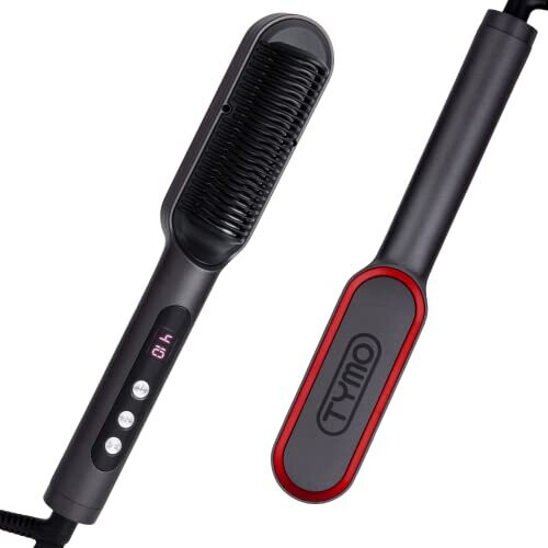 TYMO Ring Plus Ionic Hair Straightener Comb - Hair Straightening Brush & Iron with Nano Titanium Coating for Even Heat, 9 Temperature Settings &