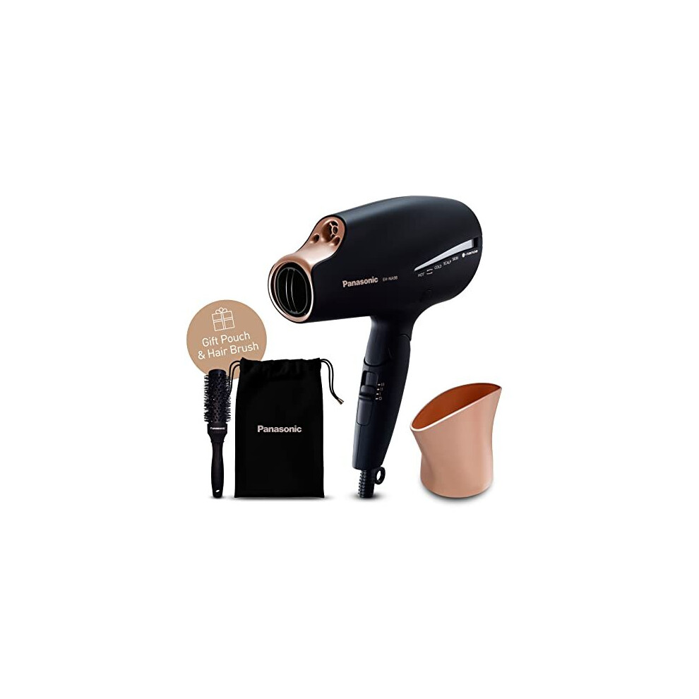 Panasonic EH-NA98 Nanoe & Double Mineral Advanced Hair Dryer Limited Edition Gift Set, with Round Styling Brush and Travel bag (reduces split end