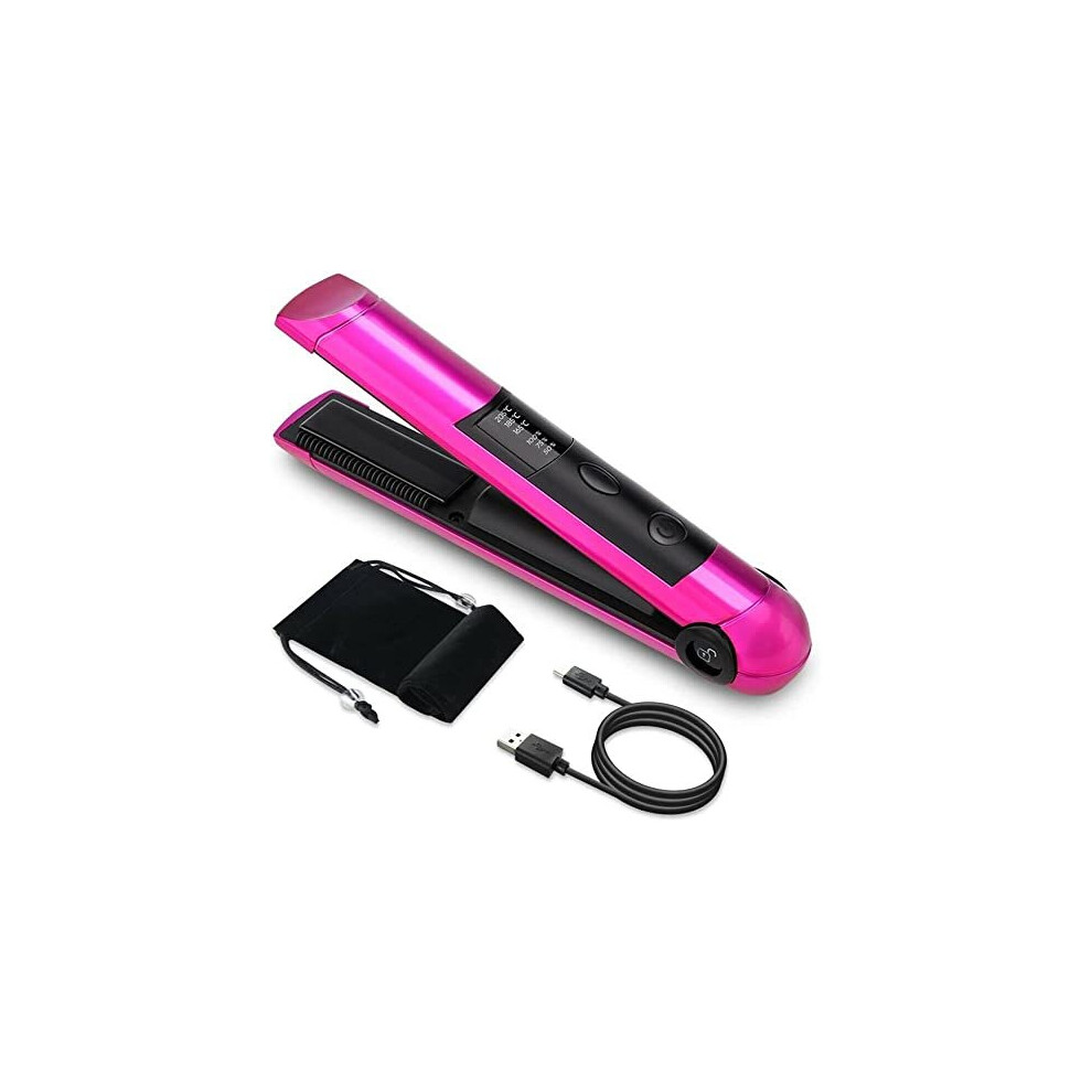 Portable Cordless Hair Straightener for Travel Mini USB Rechargeable Flat Iron with Ceramic Plates