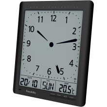 Radio Control Large LCD Digital Analog Style Wall Clock ( Black )