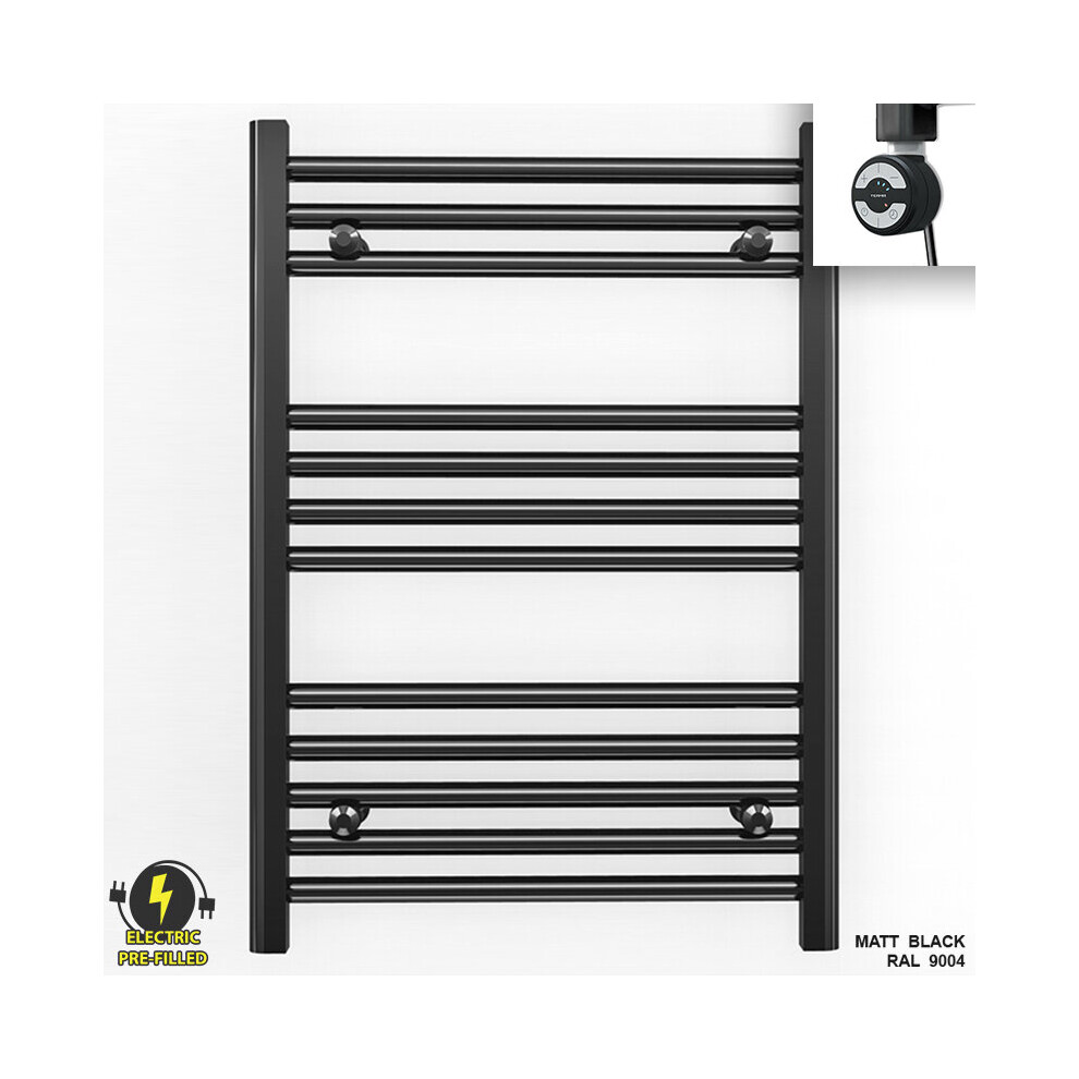 (500 X 700 (Btu: 1111), With Moa Thermostatic Element) 500Mm Wide Black Electric Towel Rail With Thermostatic Element 5056616508428