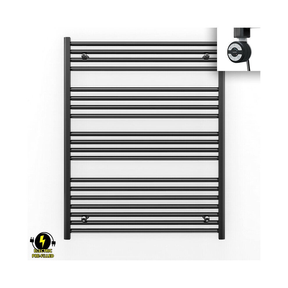 (800X900 (Btu: 2254), With Moa Thermostatic Element) 800Mm Wide Black Electric Towel Rail With Thermostatic Element 5056616509432