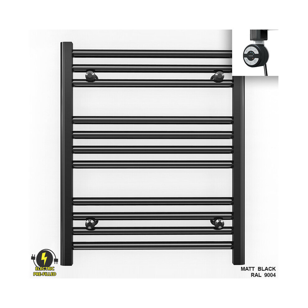 (500 X 600 (Btu: 984), With Moa Thermostatic Element) 500Mm Wide Black Electric Towel Rail With Thermostatic Element 5056616508411