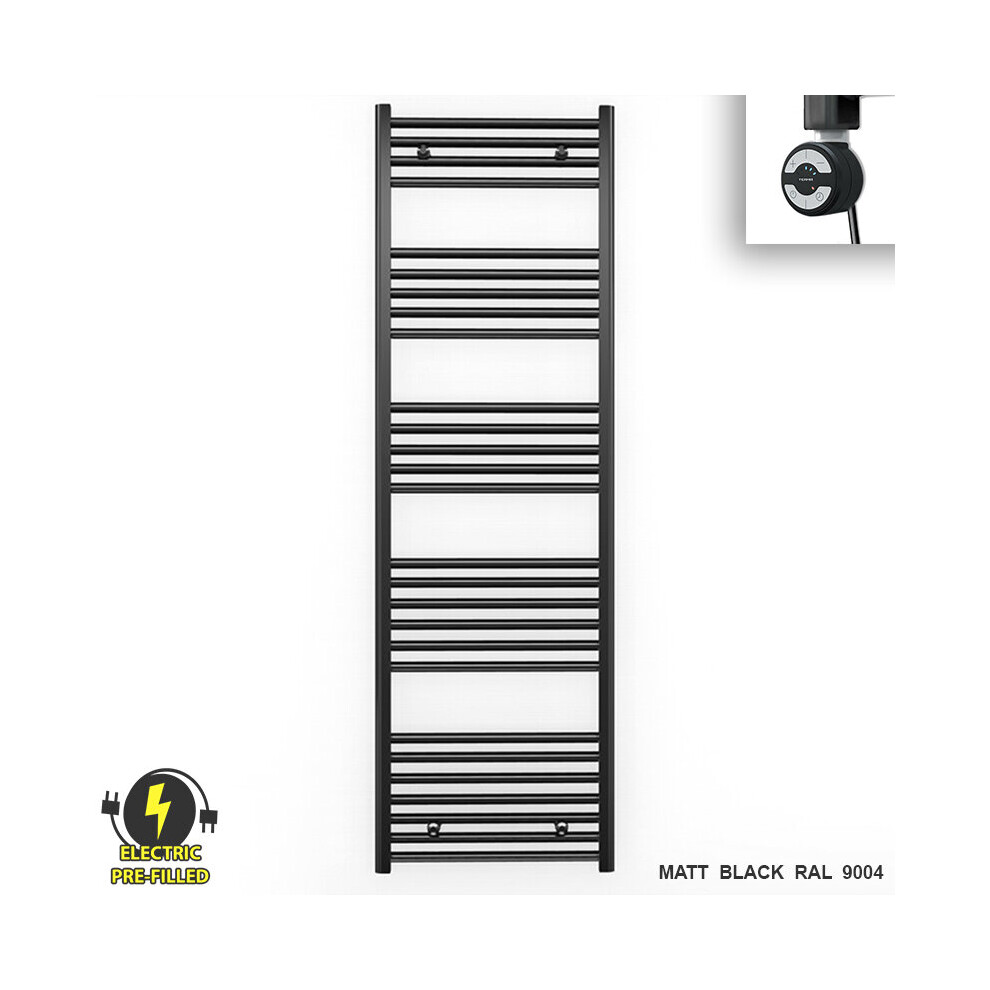 (500 X 1600 (Btu: 2520), With Moa Thermostatic Element) 500Mm Wide Black Electric Towel Rail With Thermostatic Element 5056616508480