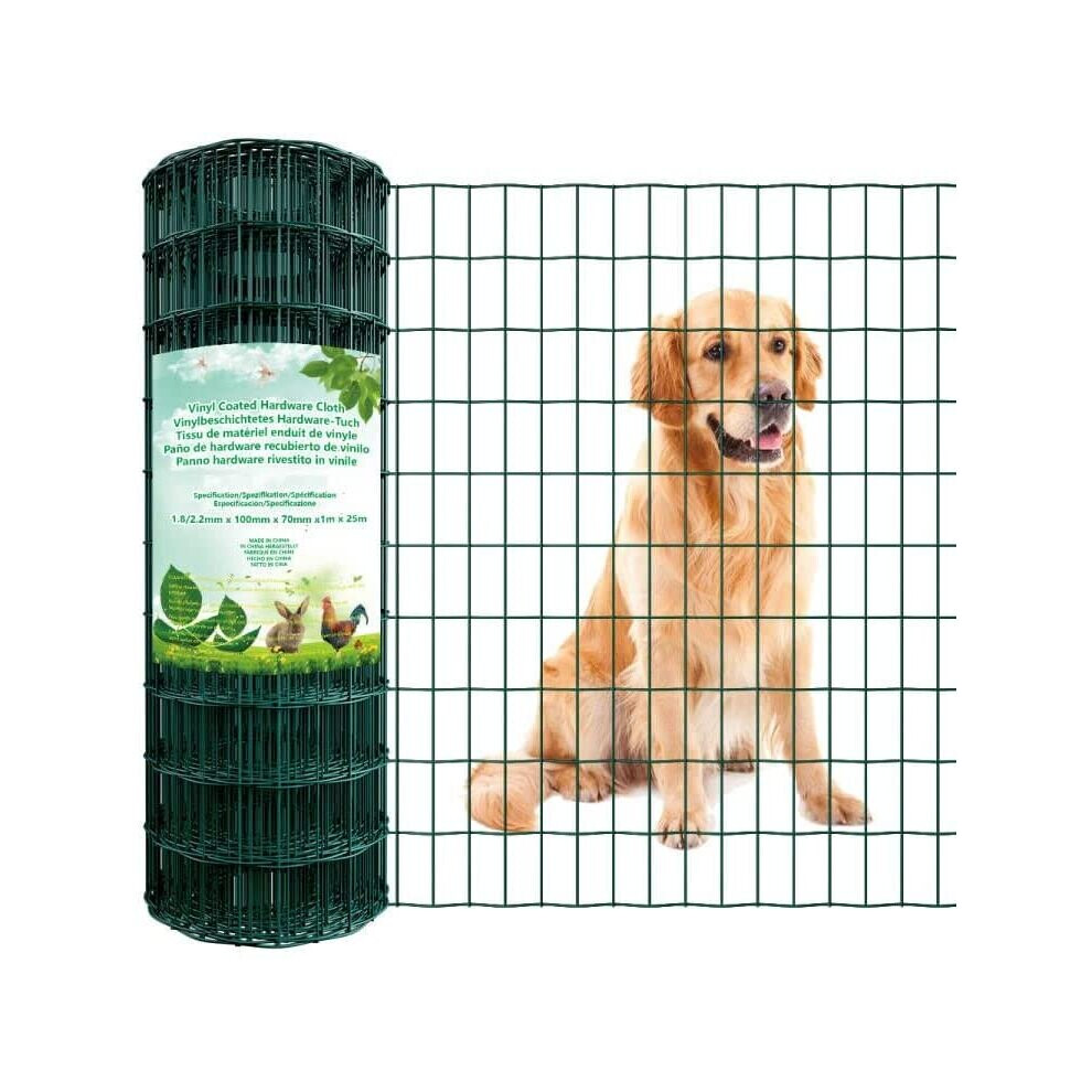 (100 x 75mm Mesh Size 2.2mm Wire Diameter Galvanized Wire Fence Roll Poultry Netting Chicken Wire 0.9M X 10M) Wire Mesh Fencing Border PVC Coated Galv