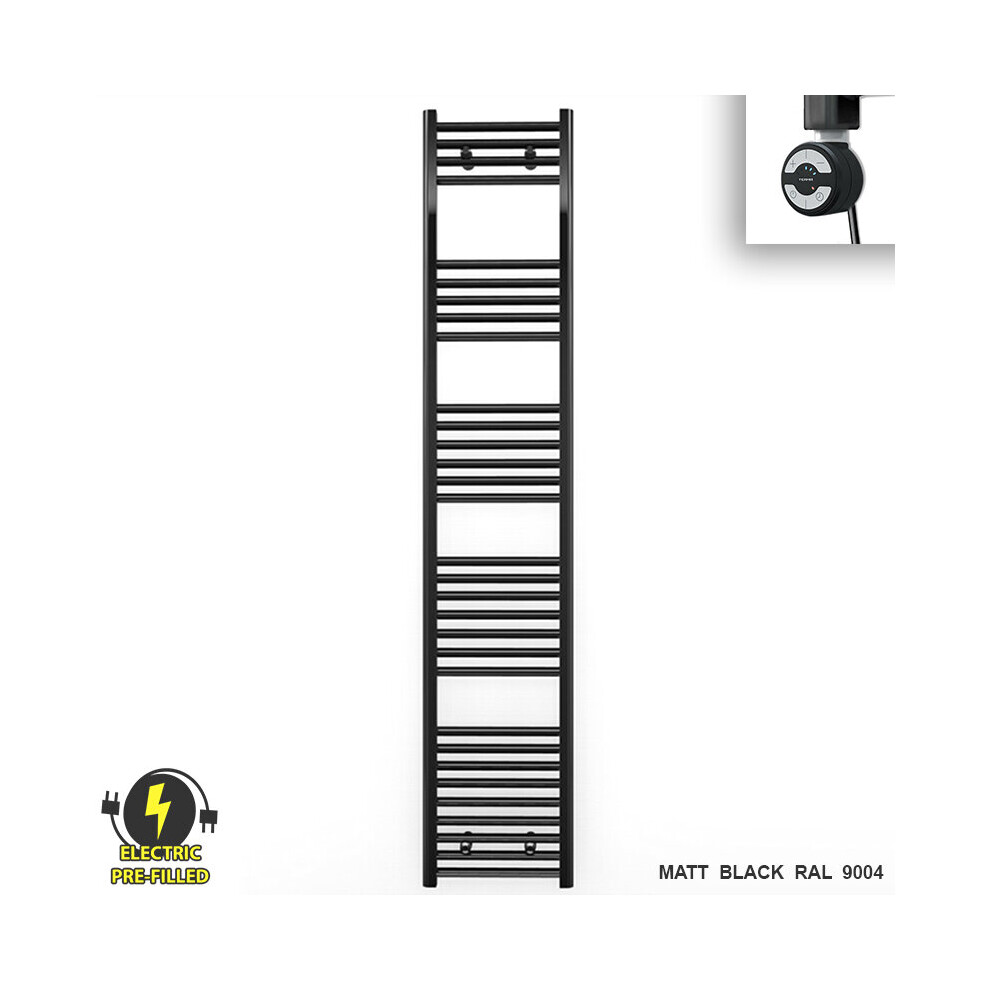 (400 X 1800 (Btu: 2545), With Moa Thermostatic Element) 400Mm Wide Black Electric Towel Rail With Thermostatic Element 5056616507926