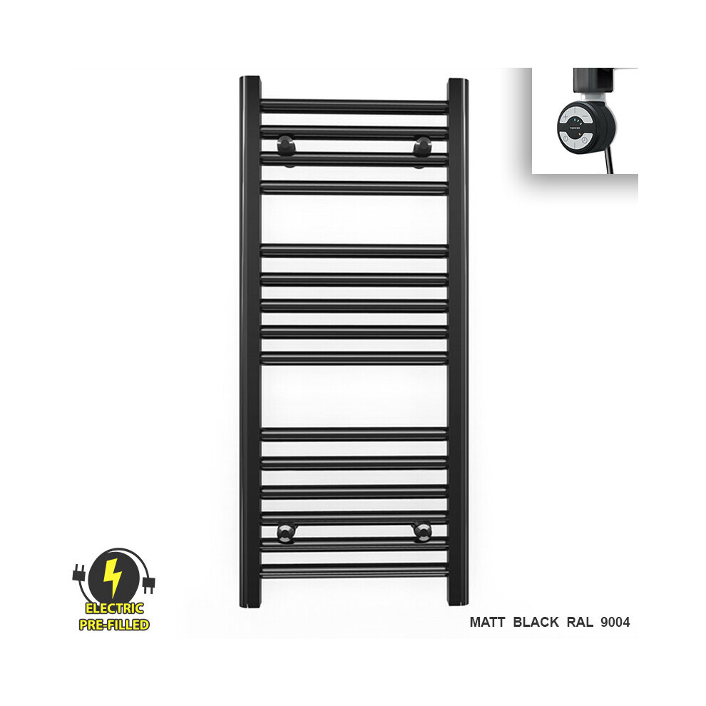 (400 X 800 (Btu: 1172), With Moa Thermostatic Element) 400Mm Wide Black Electric Towel Rail With Thermostatic Element 5056616507858
