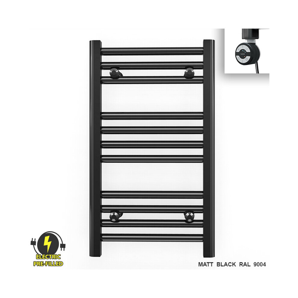 (300 X 600 (Btu: 758), With Moa Thermostatic Element) 300Mm Wide Black Electric Towel Rail With Thermostatic Element 5056616507209