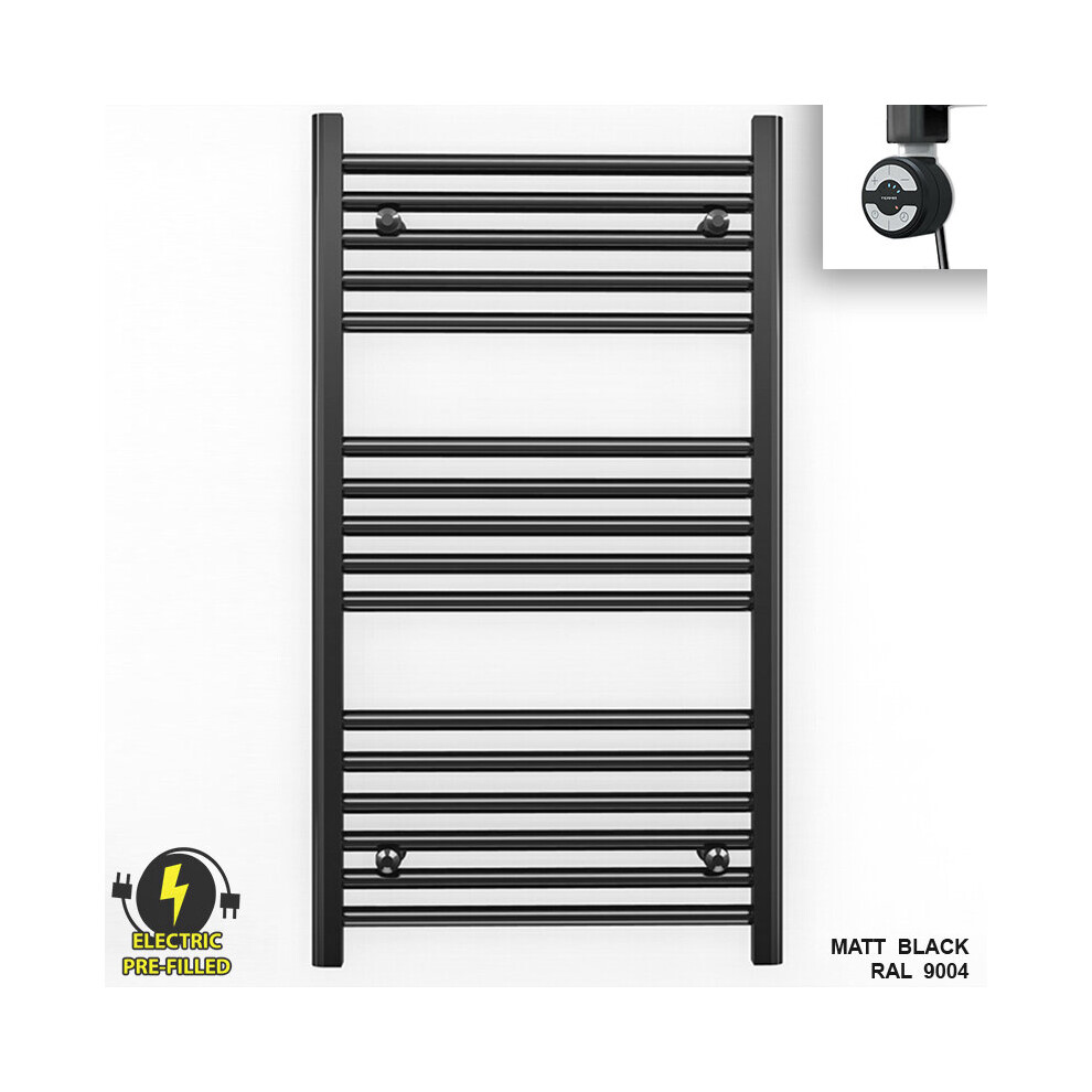 (600 X 900 (Btu: 1618), With Moa Thermostatic Element) 600Mm Wide Black Electric Towel Rail With Thermostatic Element 5056616508947
