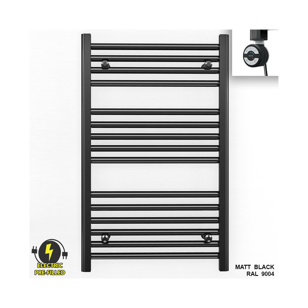(600 X 800 (Btu: 1480), With Moa Thermostatic Element) 600Mm Wide Black Electric Towel Rail With Thermostatic Element 5056616508930