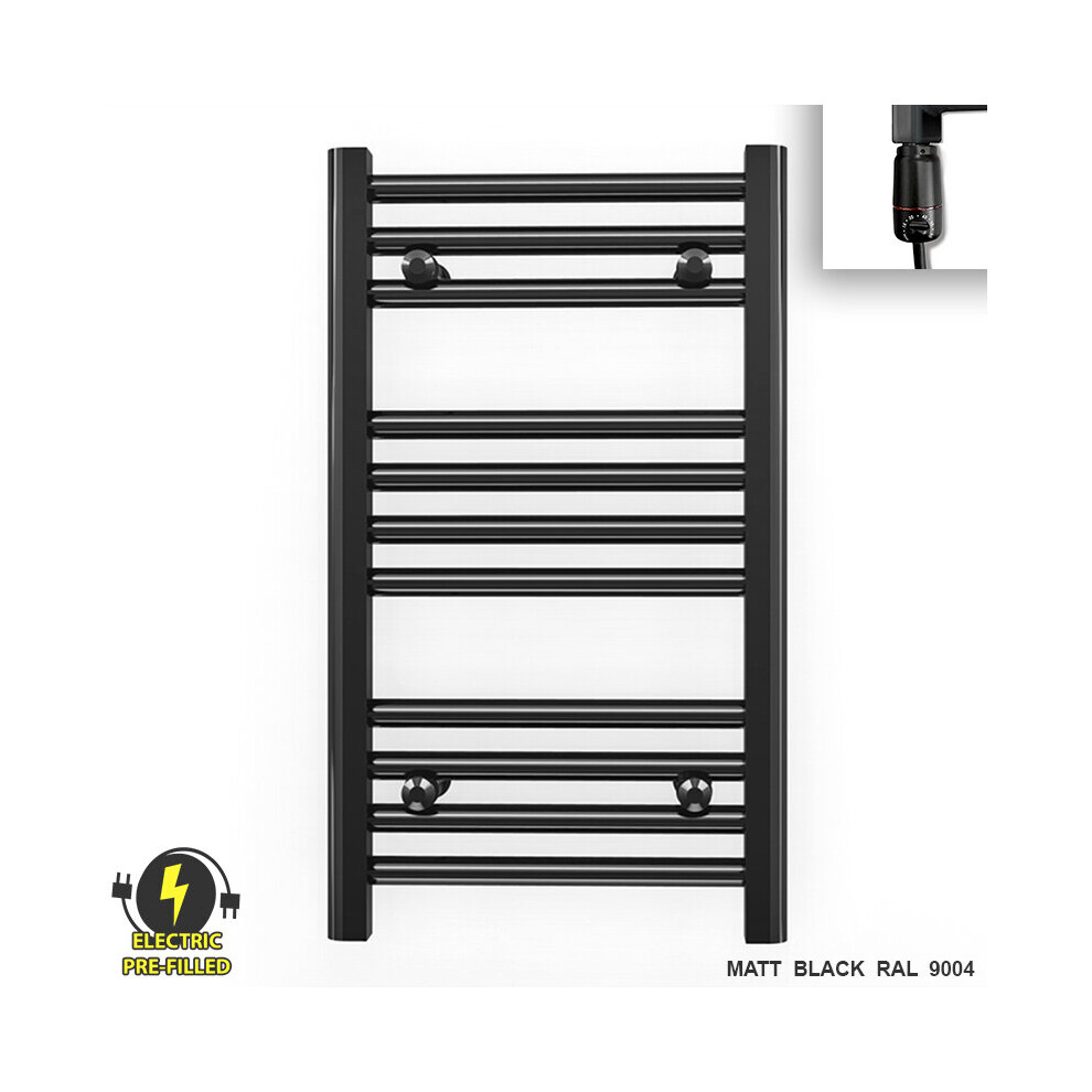 Photos - Radiator , With GT Thermostatic Element) 450mm Wide Black Electric Towel Rail With Thermostatic Element(450 x 600 (BTU: 927)