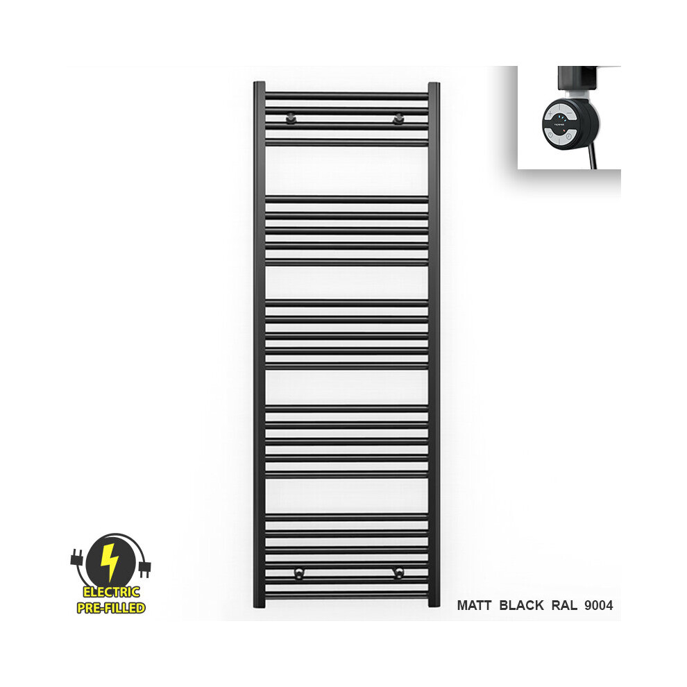 (600 X 1400 (Btu: 2522), With Moa Thermostatic Element) 600Mm Wide Black Electric Towel Rail With Thermostatic Element 5056616508978