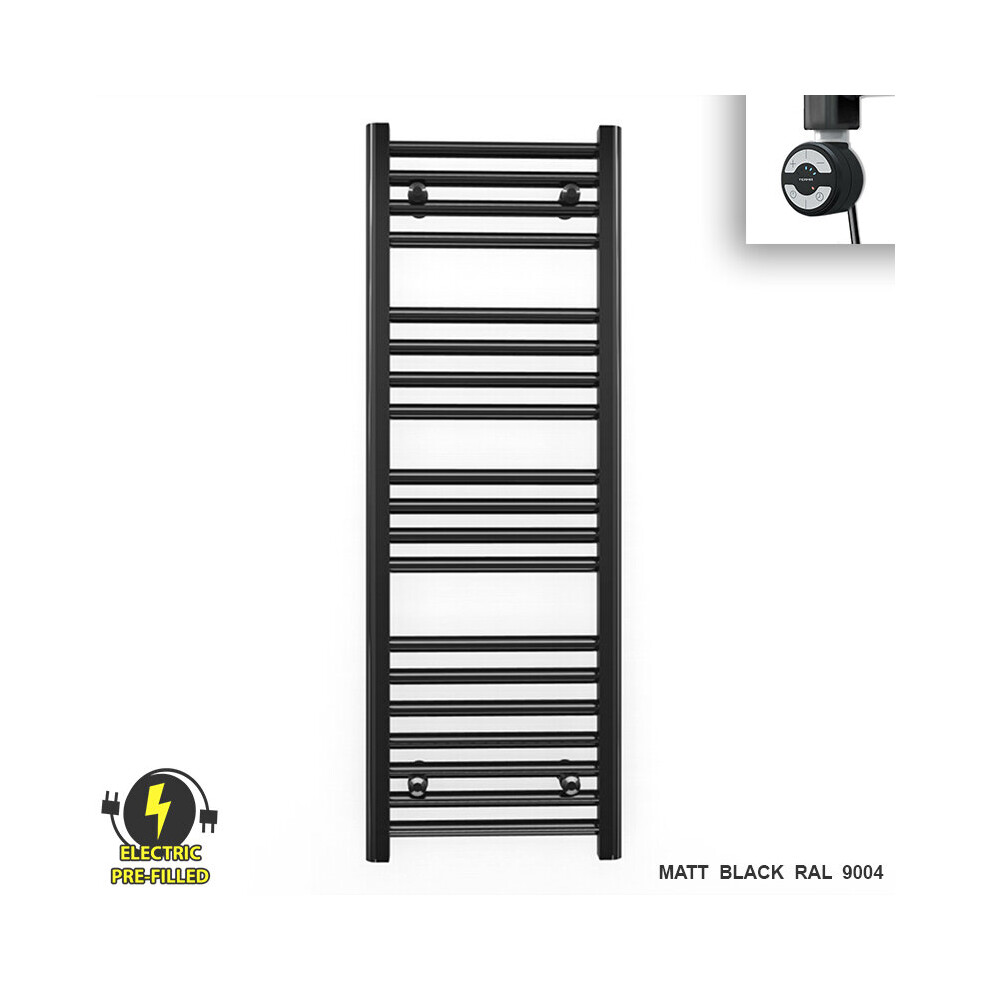 (450 X 1000 (Btu: 1571), With Moa Thermostatic Element) 450Mm Wide Black Electric Towel Rail With Thermostatic Element 5056616508176