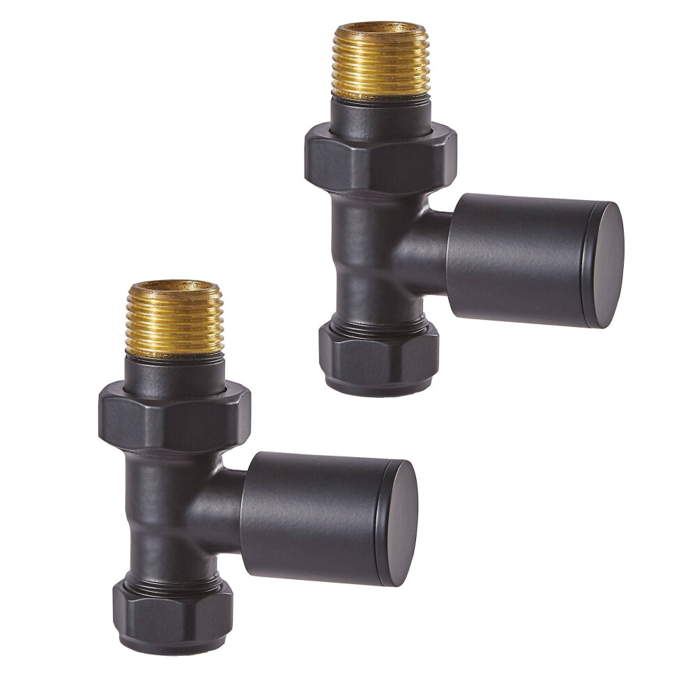 Matt Black Modern Straight Rad Valves