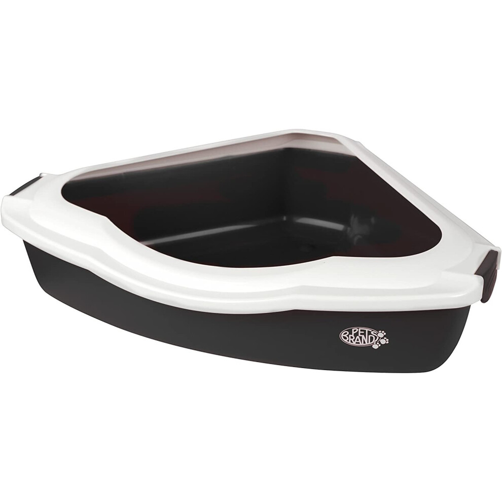 Black Large Litter Box Cat Corner Spill Proof Litter Tray Pet Toilet