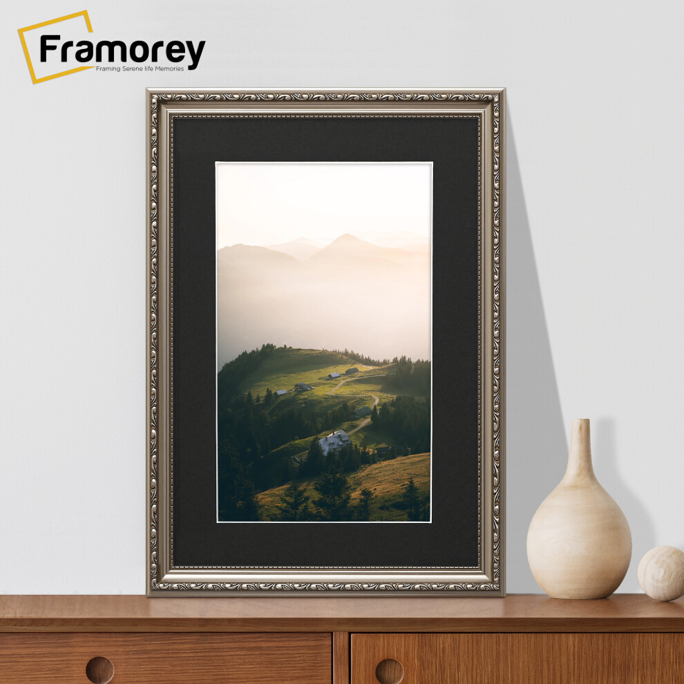 (A4 Pic (A3 Frame)) Shabby Chic Gun Metal Photo Frames Wall Art Picture Frame Handmade Poster Frame Home Decor Frames With Black Mount-image-OPC-P97FVHK-NEW