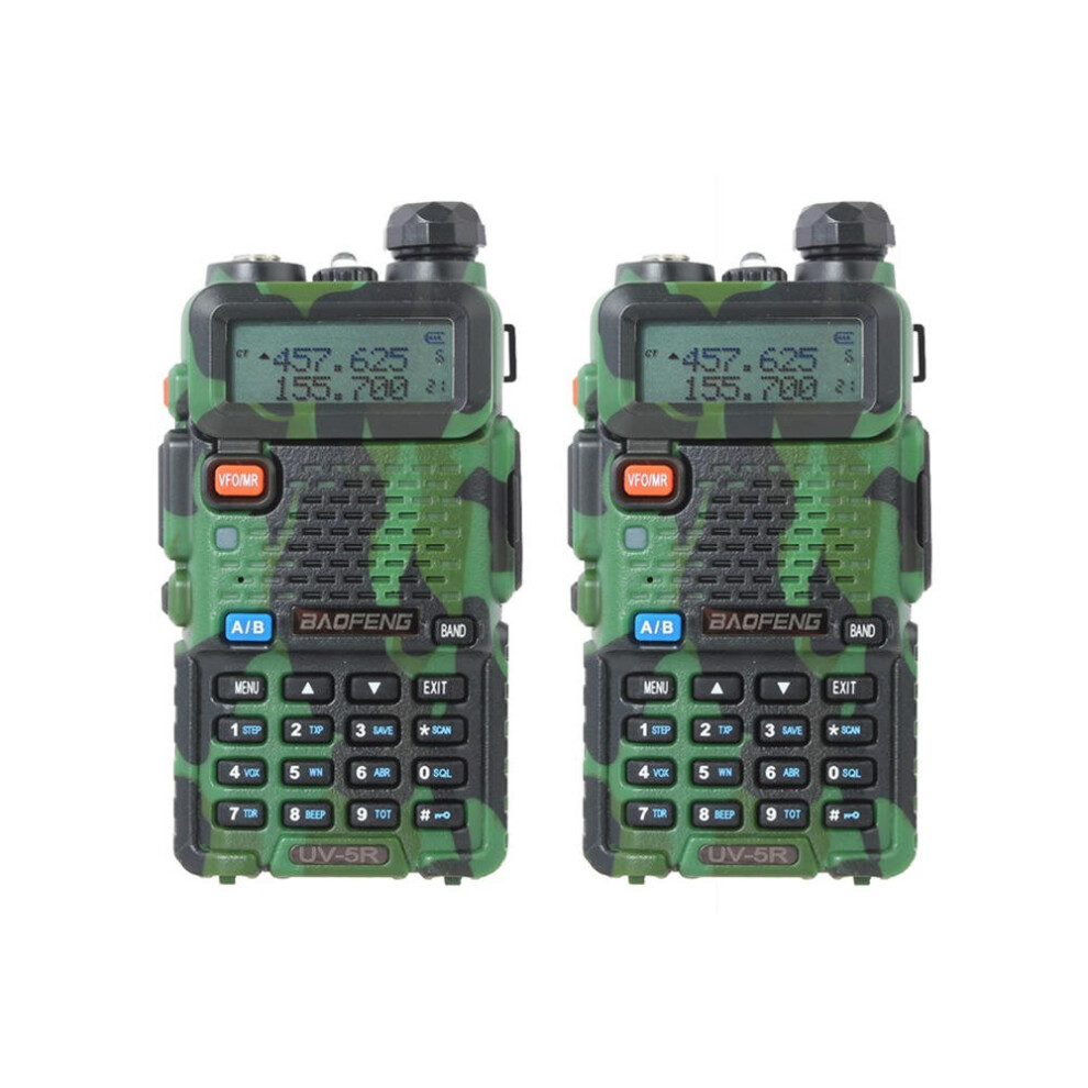 (US Plug) 2pcs Dual Band Handheld Transceiver Two Way Radio Walkie Talkie