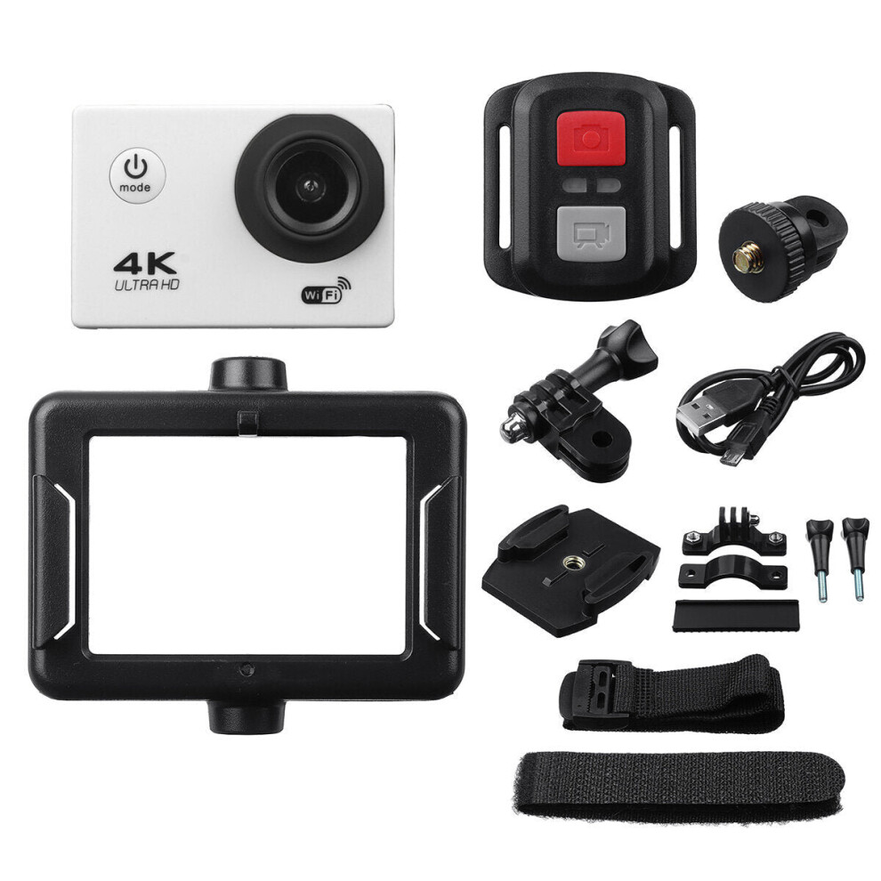(White) Action Camera 4K @30Fps Ultra Hd 16Mp Wifi Camcorder Wireless Cam Ipx8 Waterproof Underwater Remote White 6112211897813