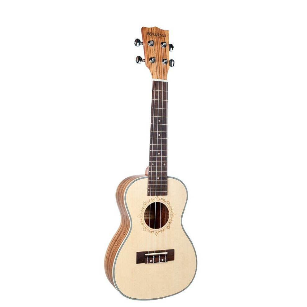 Ukulele 23 Inch Solid Spruce Top Zebrawood Back Mahogany 4 String Hawaii Guitar Concert