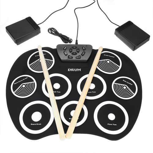 Portable Electronic Roll Up Drum Set Kit 9 Silicon Pad for Beginner 1