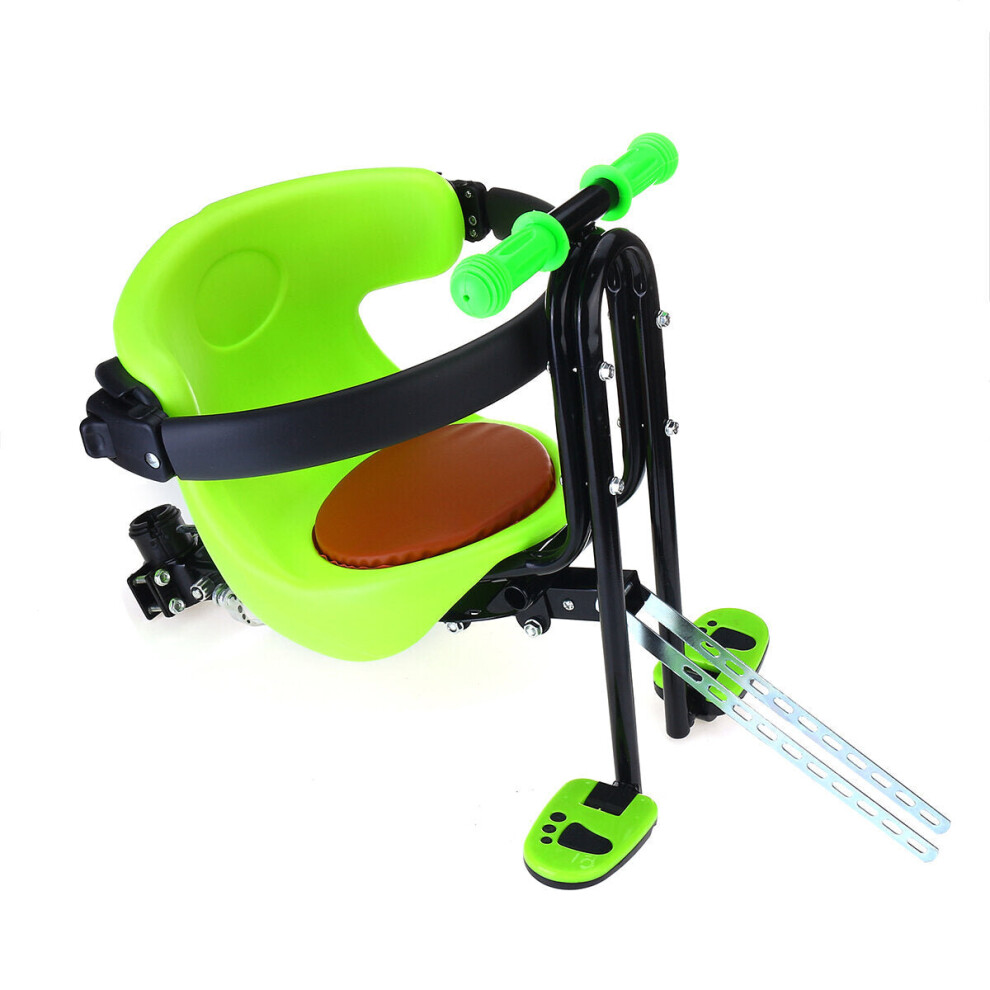 (Green) Bike Baby Seat Safety Handrail with Foot Pedals Support Back Rest