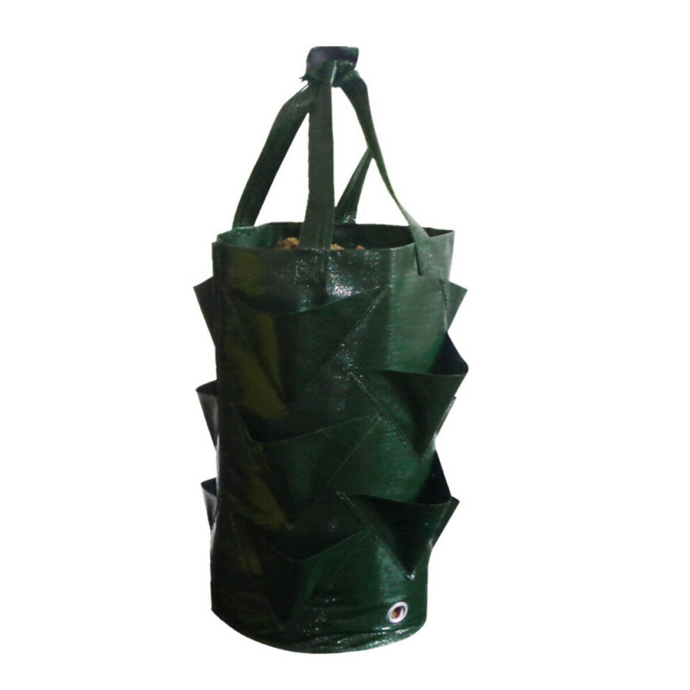 (Green) 3 Gallon Vegetable Planting Bag Strawberry PE Hanging Growing Bag