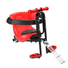 (Red) Bike Baby Seat Safety Handrail with Foot Pedals Support Back Rest