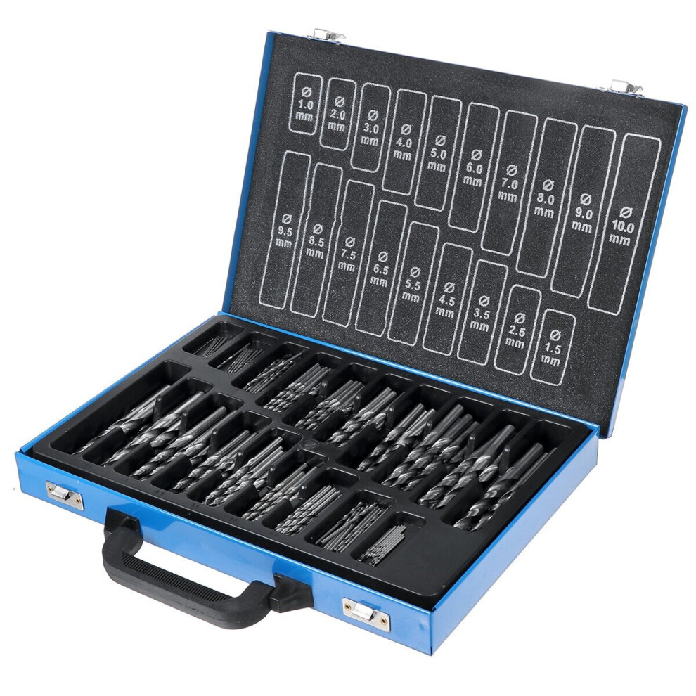 170Pcs Presion HSS Engineering Drill Bit Set 1mm-10mm Assorted Kit Metal Case