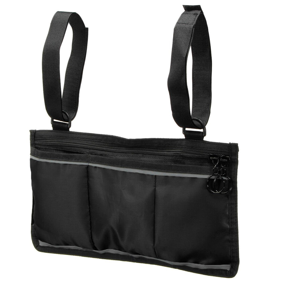 Greenzech Black (Black) Wheelchair Side Bag Armrest Pouch Organizer Bag Phone Pocket Walker Scooter Tool Bag