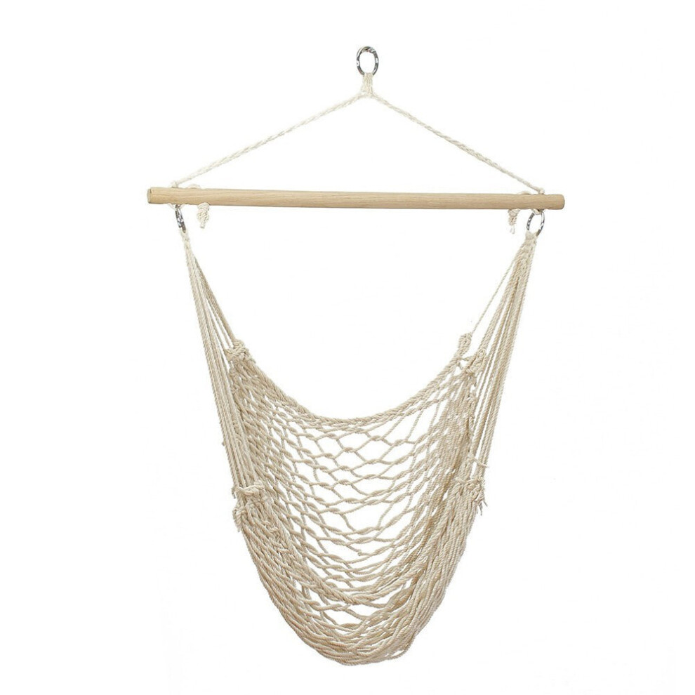 (Light Grey) Hammock Chair Cotton Rope Weaving Swing Indoor Outdoor Garden Yard Theme Decoration