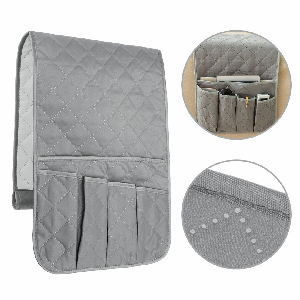 (Grey) Sofa Couch Desktop Armrest Organizer TV Remote Control Holder Storage Bag Pouch Pocket