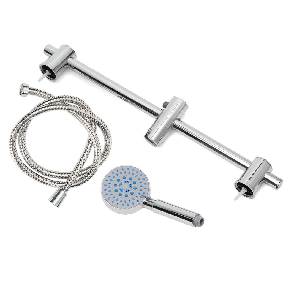 (B) Bathroom Shower Head Riser Rail Bracket Handheld Holder Bar Chrome 3654659454874