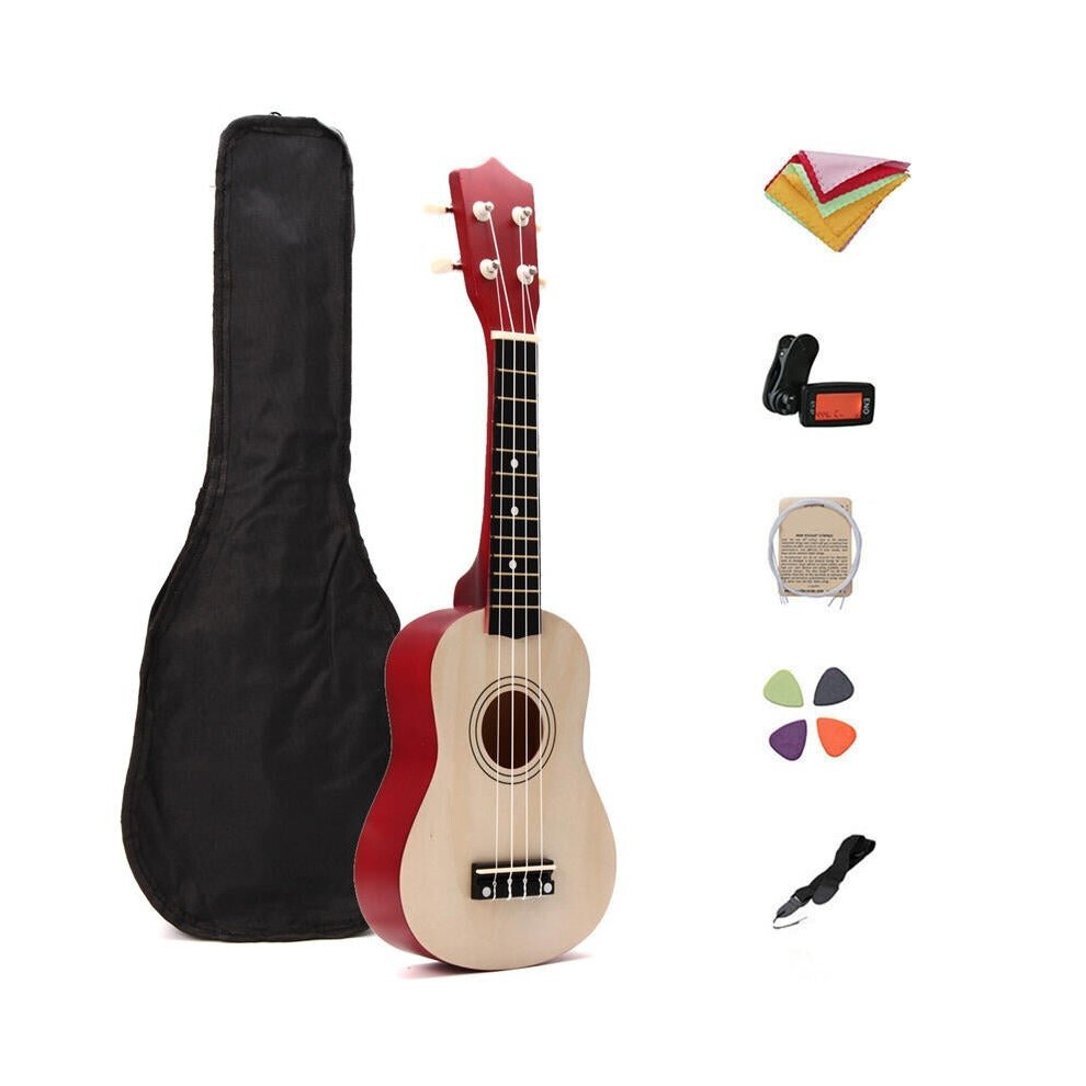 21 Inch Basswood Ukulele Hawaii Guitar Musical Instrument with Tuner Bag