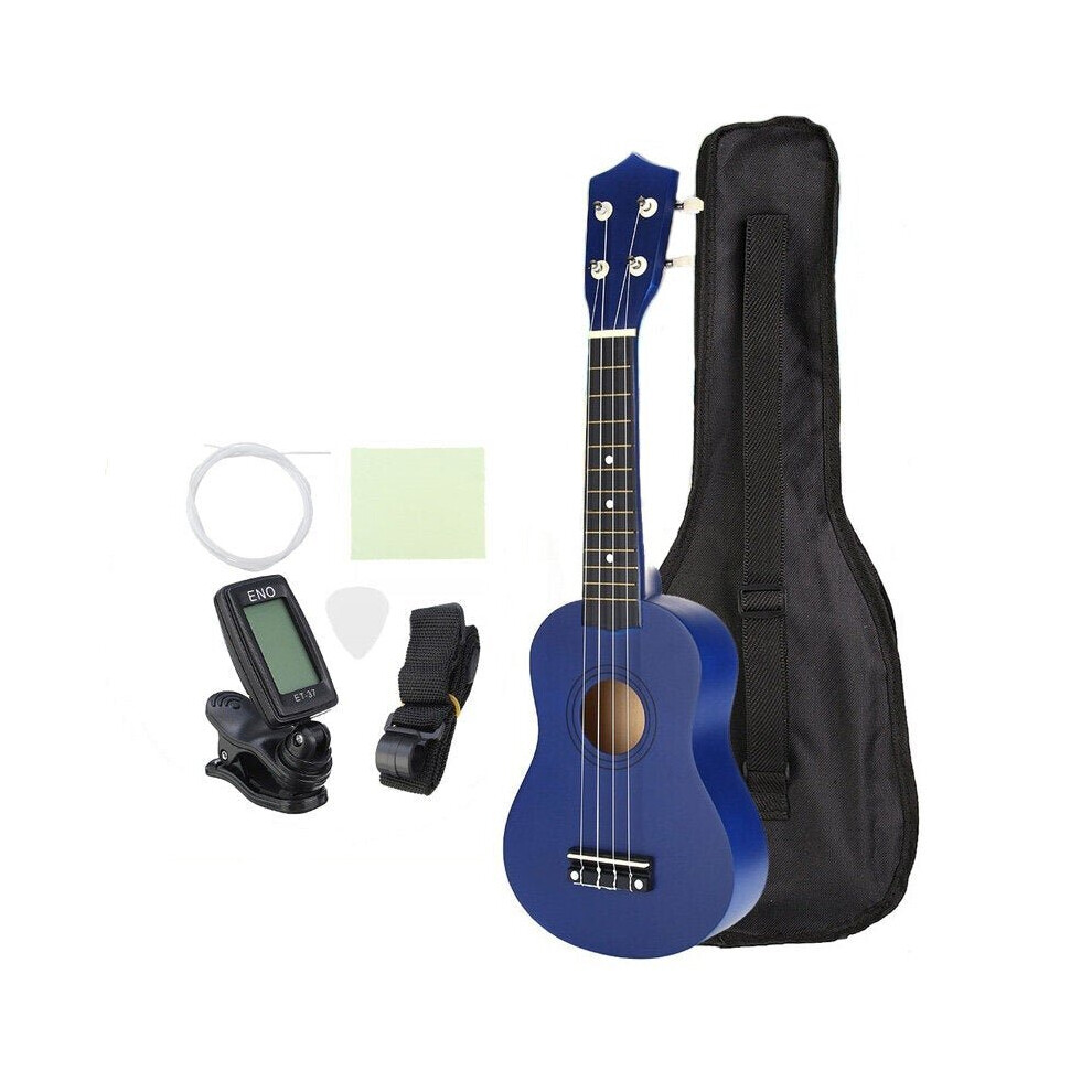 21 Inch Economic Soprano Ukulele Uke Musical Instrument With Gig bag Strings Tuner Blue