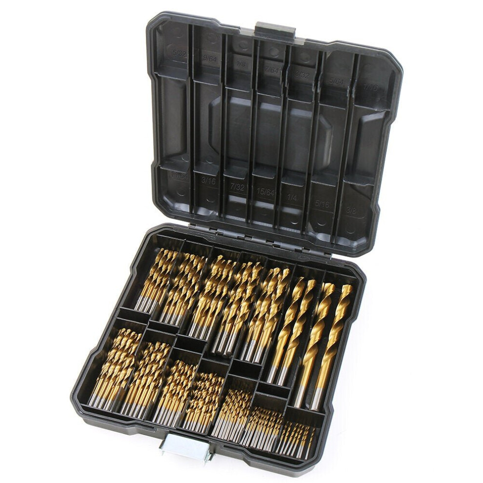 100Pcs HSS Titanium Metric Twist Drill Bits Set 1-10mm For Metal Wood Plastic