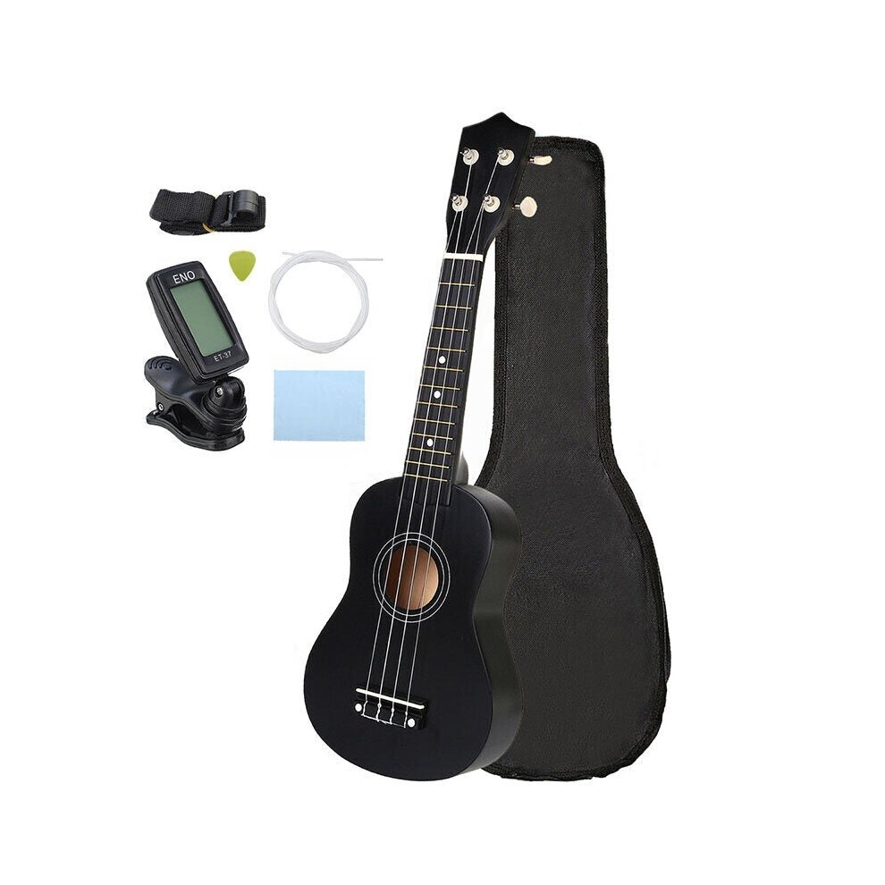 21 Inch Economic Soprano Ukulele Uke Musical Instrument With Gig bag Strings Tuner Black