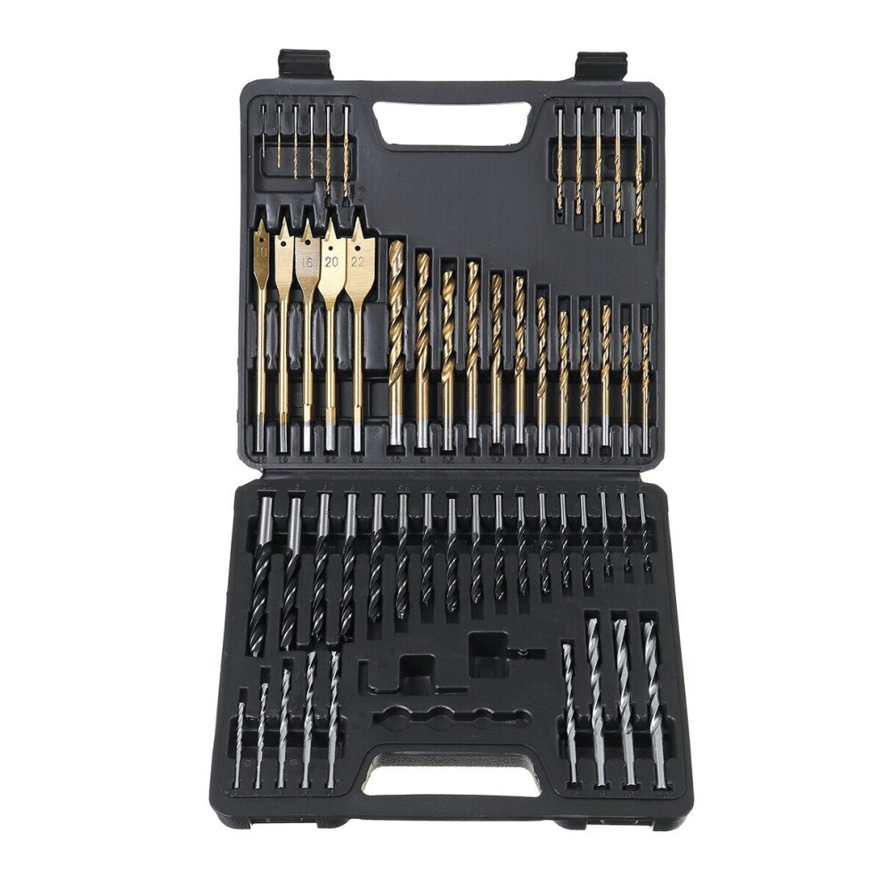 60Pcs Drill Bit Titanium Coated Metal HSS Twist Steel Brick Set Tools