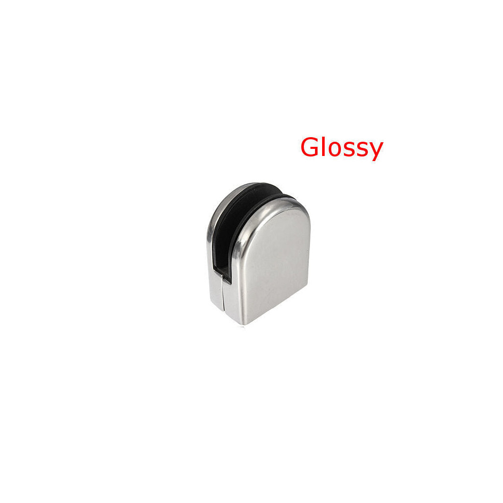 (Glossy) 2Pcs Stainless Steel 304 Glass Clip Clamp Holder Flat for Handrail Window