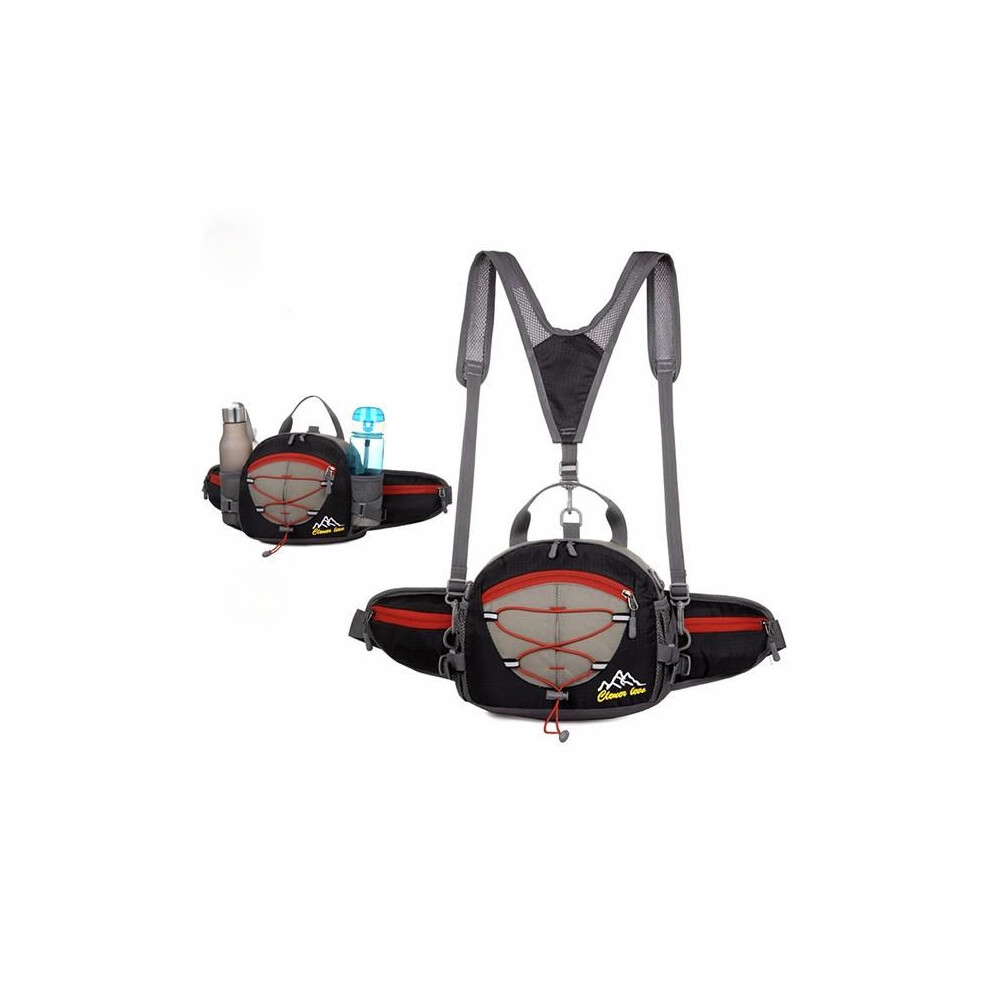 (Black) Outdoor Sport Unisex Waist Cycling Mountaineering Hiking Camping Travel Bags