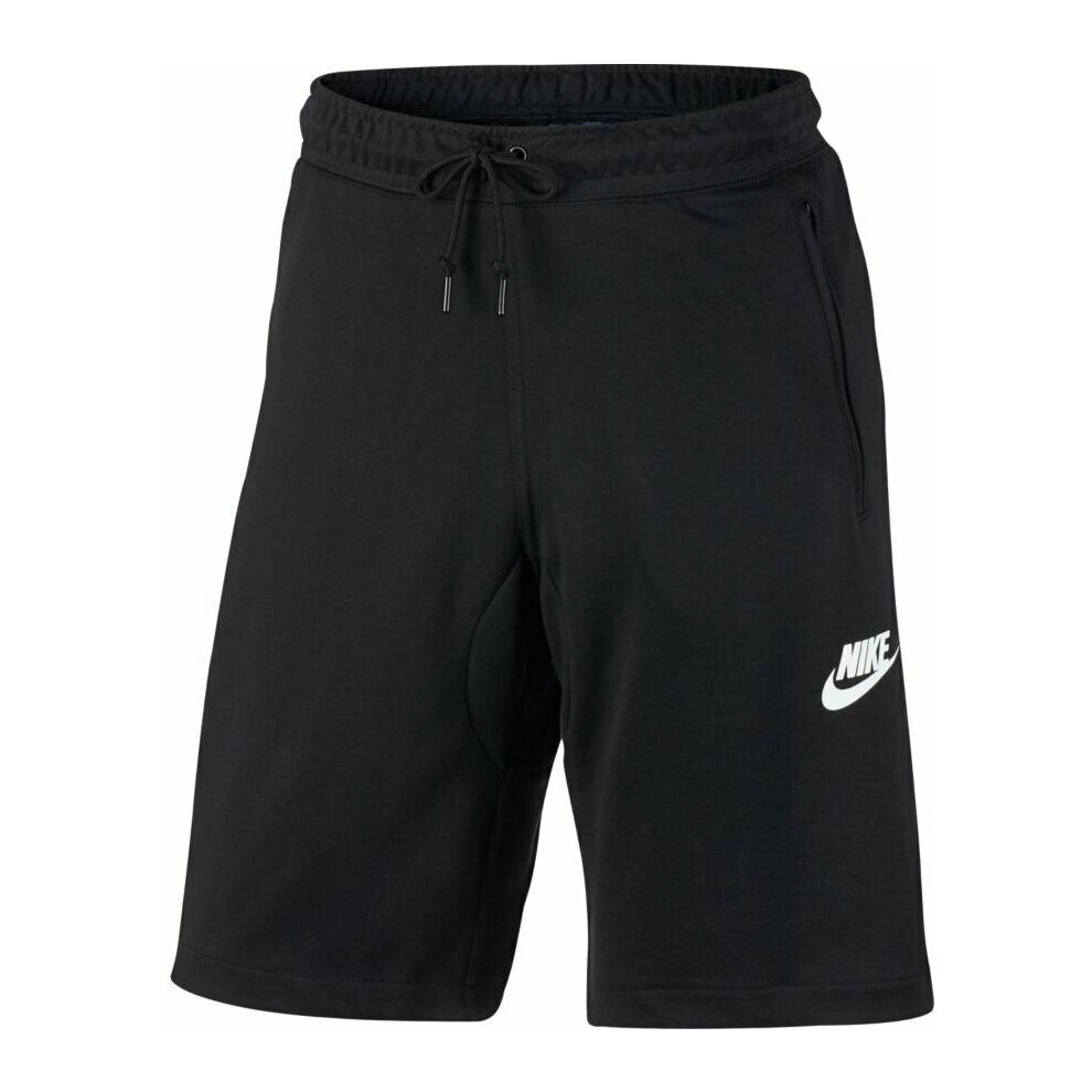 (Large) Nike Mens Fleece AV15 Sport Shorts Gym Sweat Black