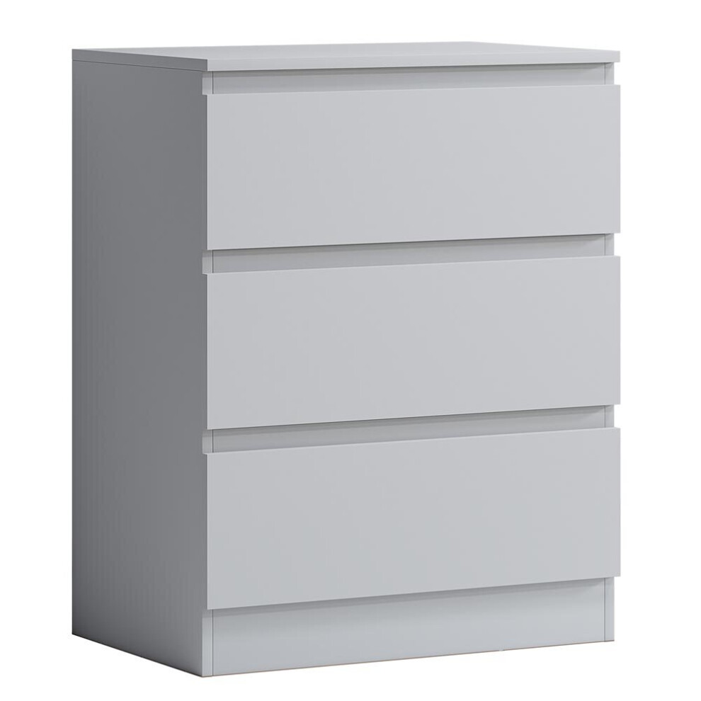 (Matt White) Narvik 3 Drawer Chest of Drawers - Modern Design