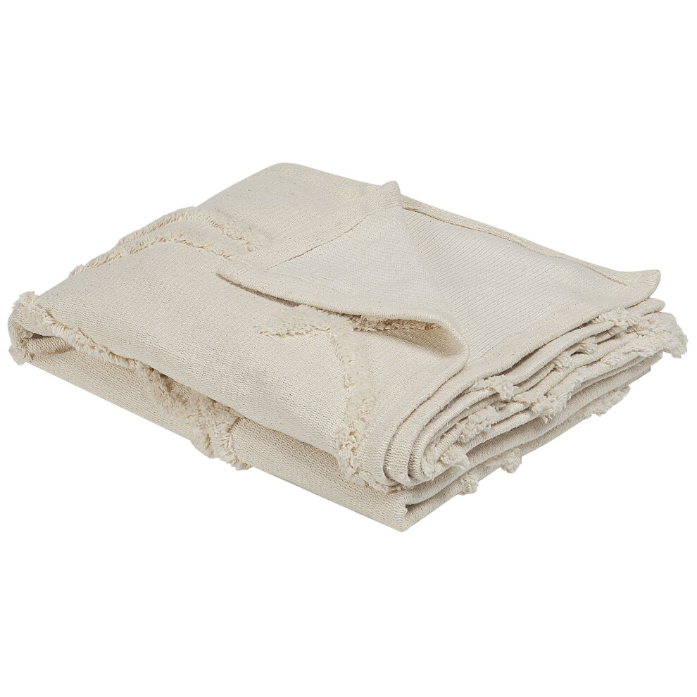 Cotton Blanket 125 x 150 cm Beige ACACIA