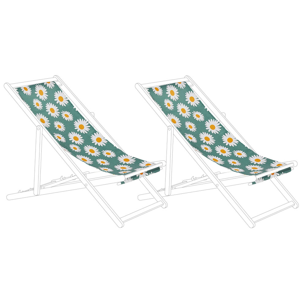 Set of 2 Sun Lounger Replacement Fabrics Chamomile Pattern ANZIO / AVELLINO
