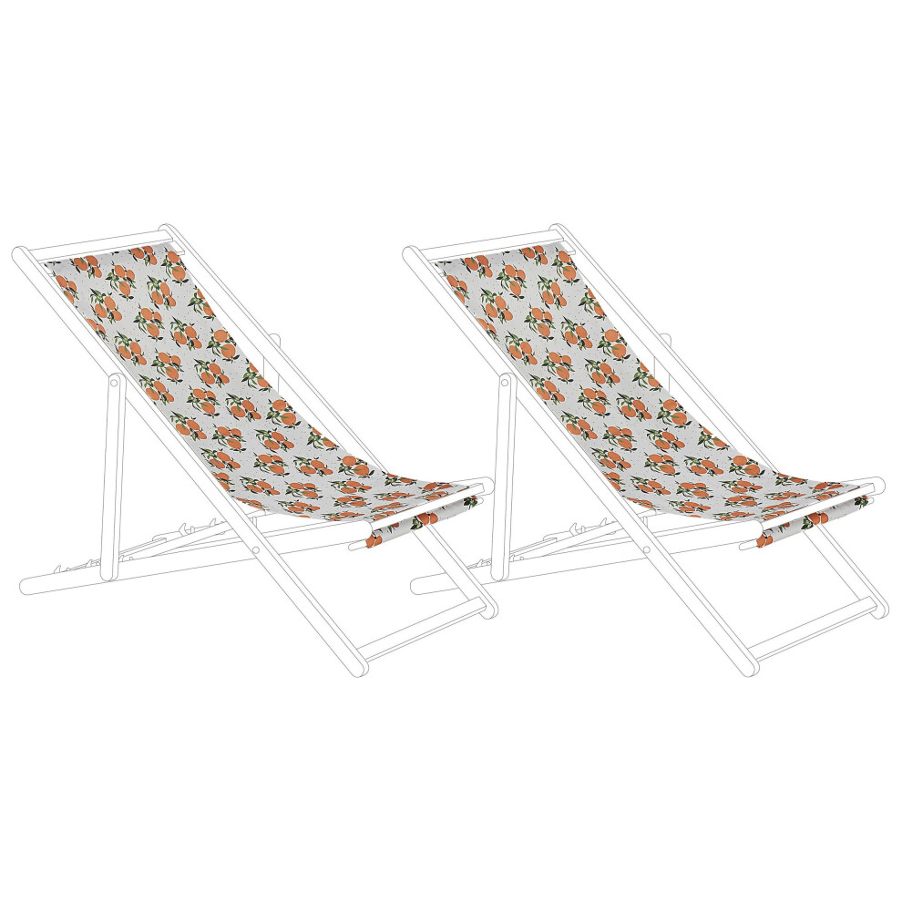 Set of 2 Sun Lounger Replacement Fabrics Oranges Pattern ANZIO / AVELLINO